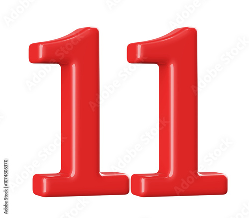 3D Red Number 11