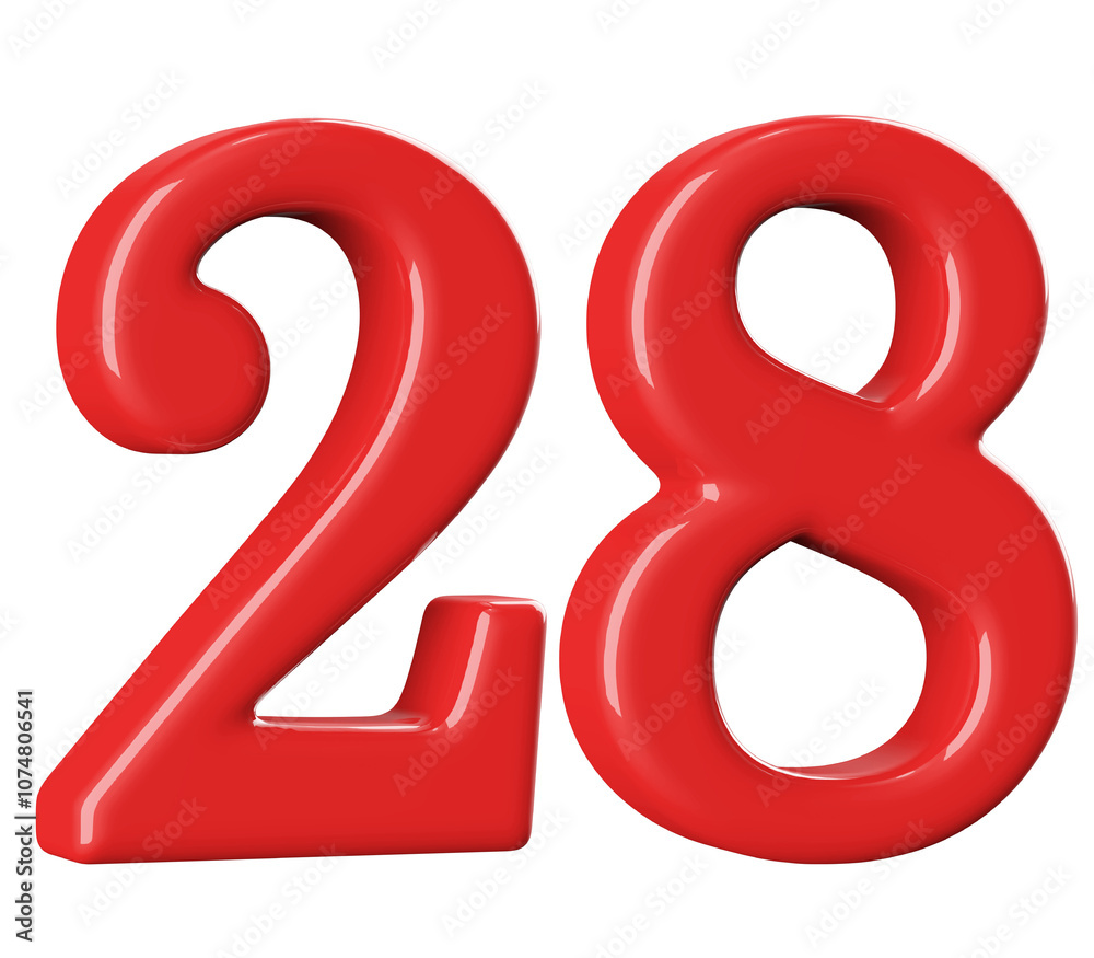 3D Red Number 28 3D Red Number 28