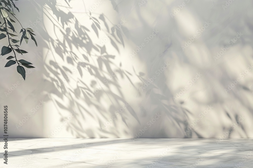 Minimalistic light background with blurred foliage shadow for presentations. Minimalistic light background with blurred foliage shadow for presentations.