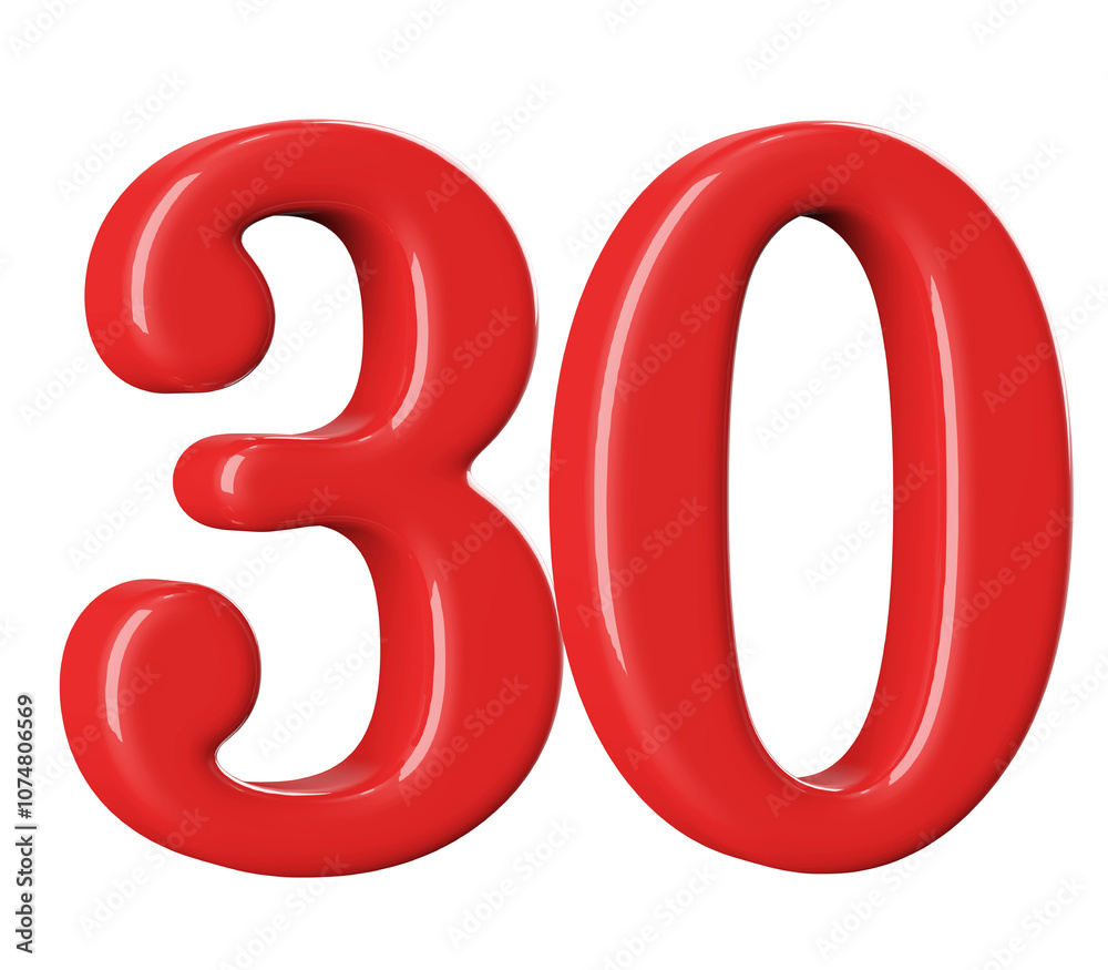 3D Red Number 30 3D Red Number 30