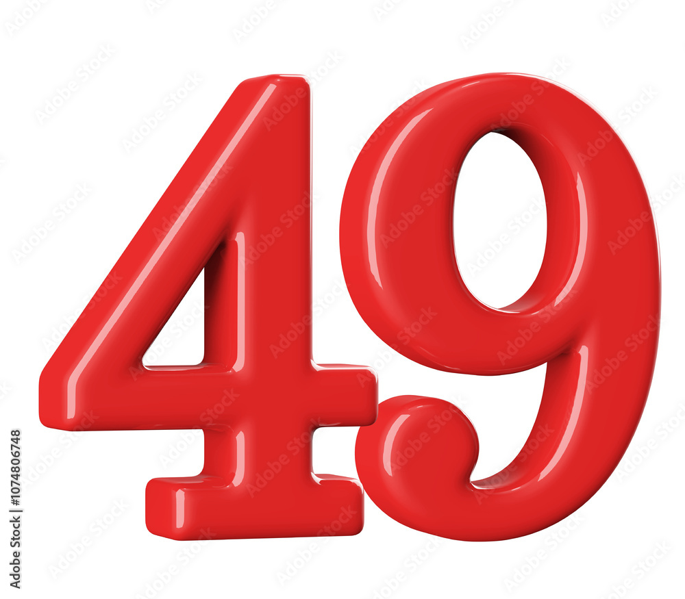 3D Red Number 49