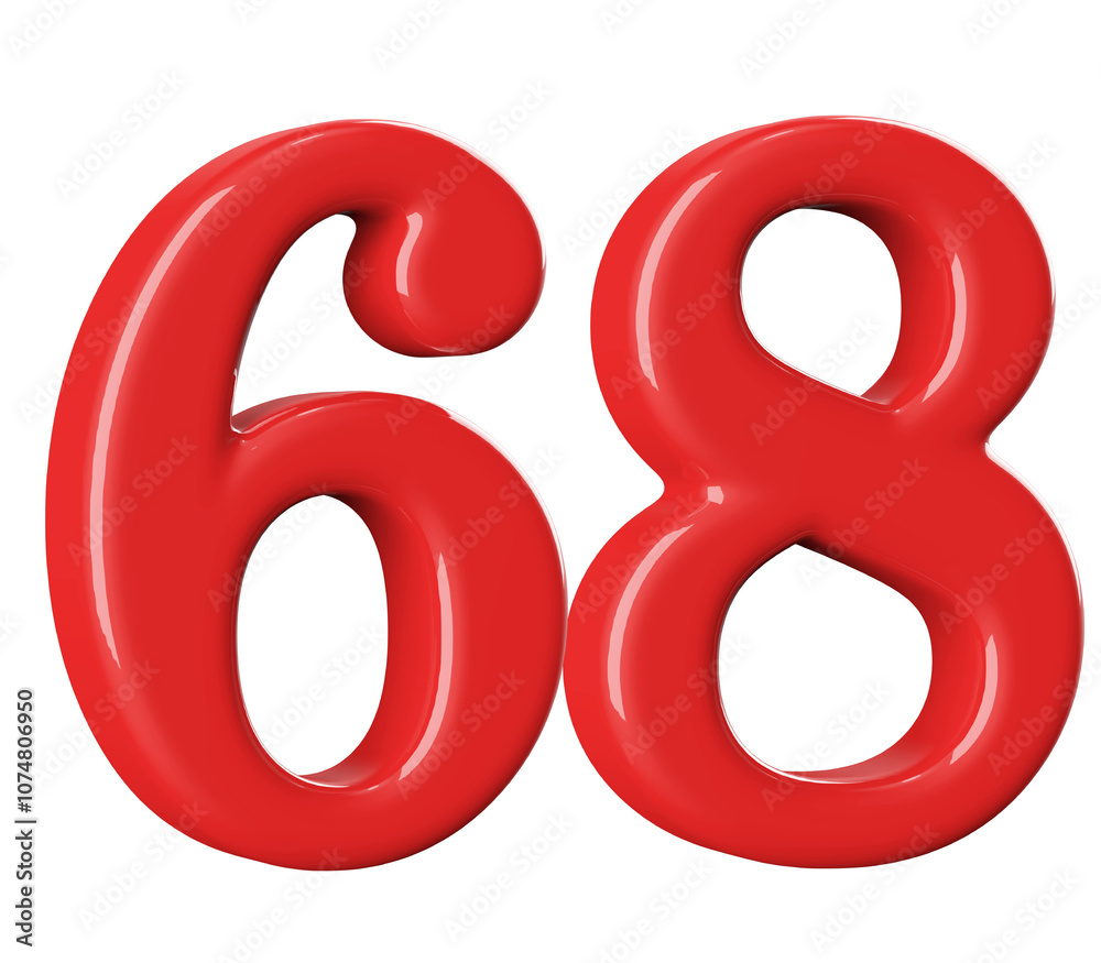3D Red Number 68 3D Red Number 68