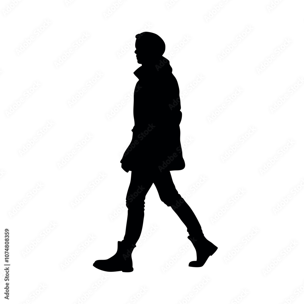 a silhouette of a person walking in a stylish trench coat and boots a silhouette of a person walking in a stylish trench coat and boots
