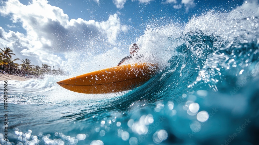 Fototapeta premium Surfer Riding a Wave