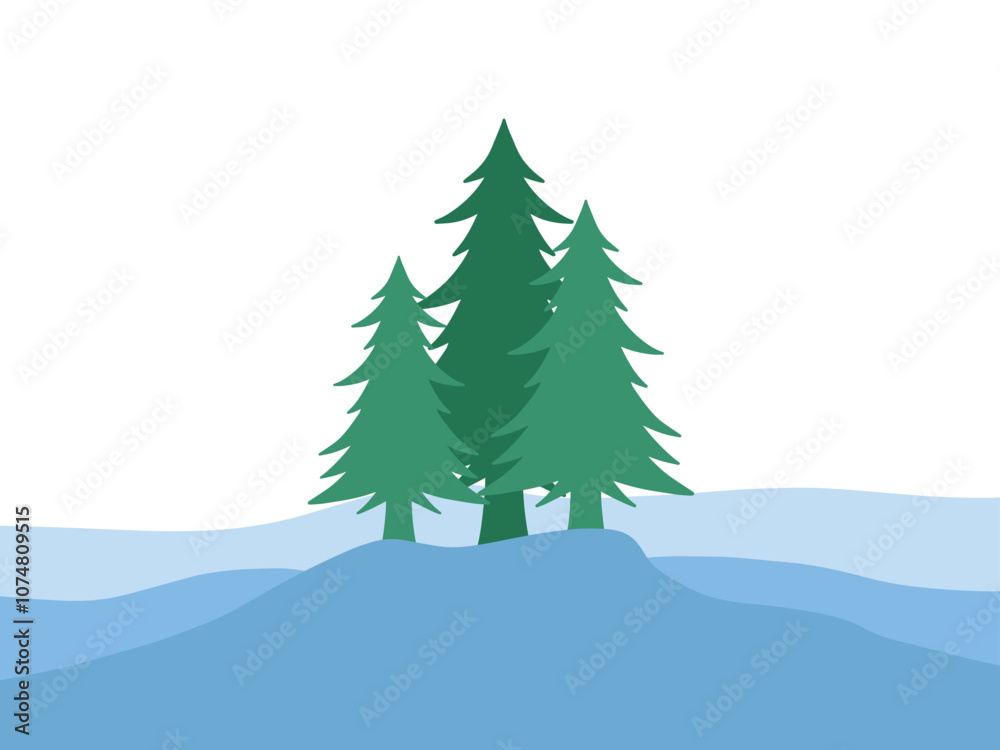 Obraz premium Christmas Tree Snowy Mountain Background