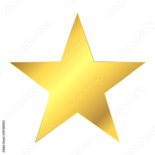 Golden bright five-pointed star with shining highlights