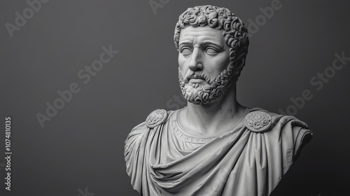 A marble bust of a man with a beard looking to the right.