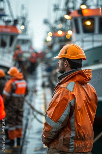 Maritime patrol inspecting fishing vessels and checking compliance with fishing regulations in open waters