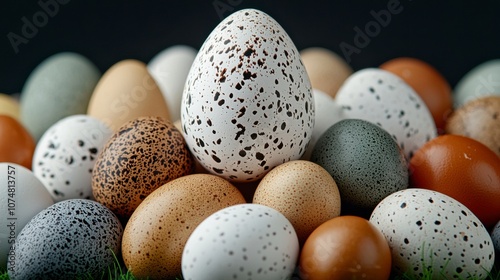 A beautiful display of various eggs showcasing different colors and patterns.