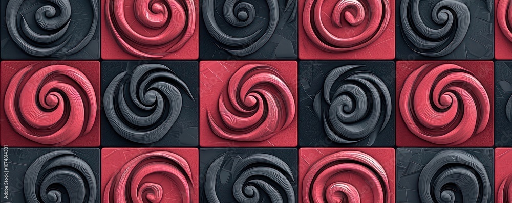 Seamless pattern with charcoal and rose spirals, perfect for elegant and modern tile projects. Seamless pattern with charcoal and rose spirals, perfect for elegant and modern tile projects.