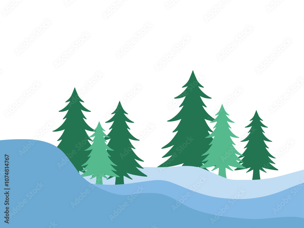 Christmas Background Snowy Mountain Illustration