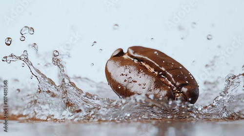 offee beans and coffee water on a white background photo