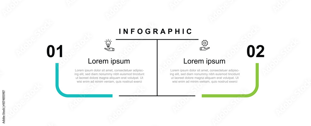 2 step infographic template vector suitable for workflow, presentation and web business information 