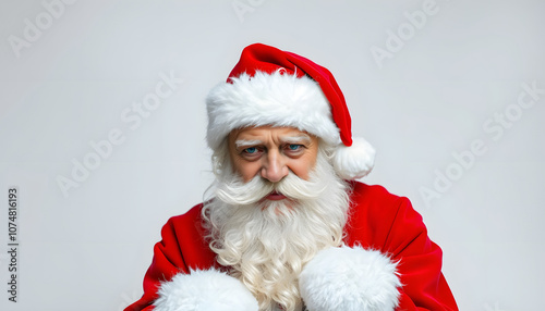 desperate or stressed santa claus isolated with white highlights, png