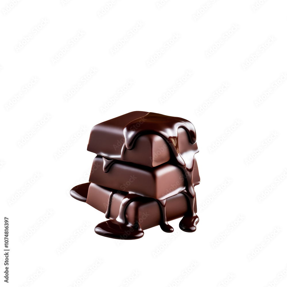 Dark chocolate melting isolated on white background Dark chocolate melting isolated on white background