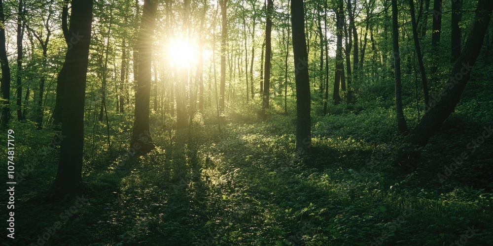 Fototapeta premium Nature's Sun Path Through Trees