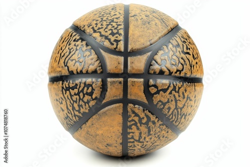 A patterned basketball on a white background.