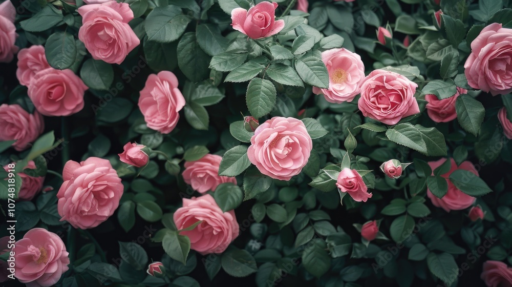 Fototapeta premium Vivid Pink Roses Garden
