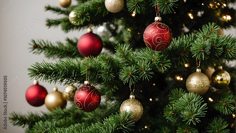 Christmas tree decorations closeup, christmas wallpaper Christmas tree decorations closeup, christmas wallpaper