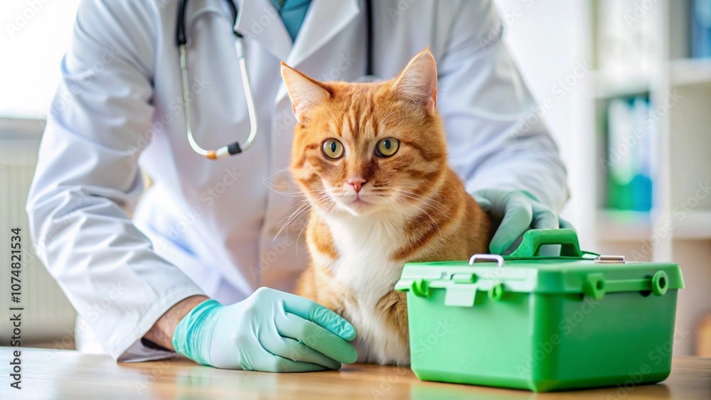 A smiling veterinarian in a white coat gently holds the cat during the examination. The well-lit environment of the clinic and the calm behavior of the cat emphasize trust, care and professionalism. A smiling veterinarian in a white coat gently holds the cat during the examination. The well-lit environment of the clinic and the calm behavior of the cat emphasize trust, care and professionalism.