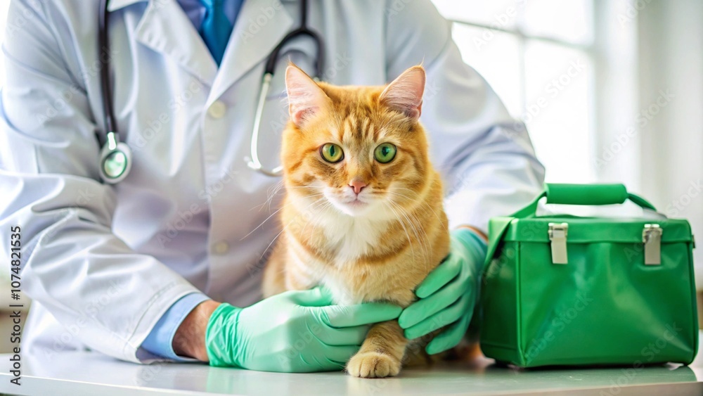 A smiling veterinarian in a white coat gently holds the cat during the examination. The well-lit environment of the clinic and the calm behavior of the cat emphasize trust, care and professionalism. A smiling veterinarian in a white coat gently holds the cat during the examination. The well-lit environment of the clinic and the calm behavior of the cat emphasize trust, care and professionalism.