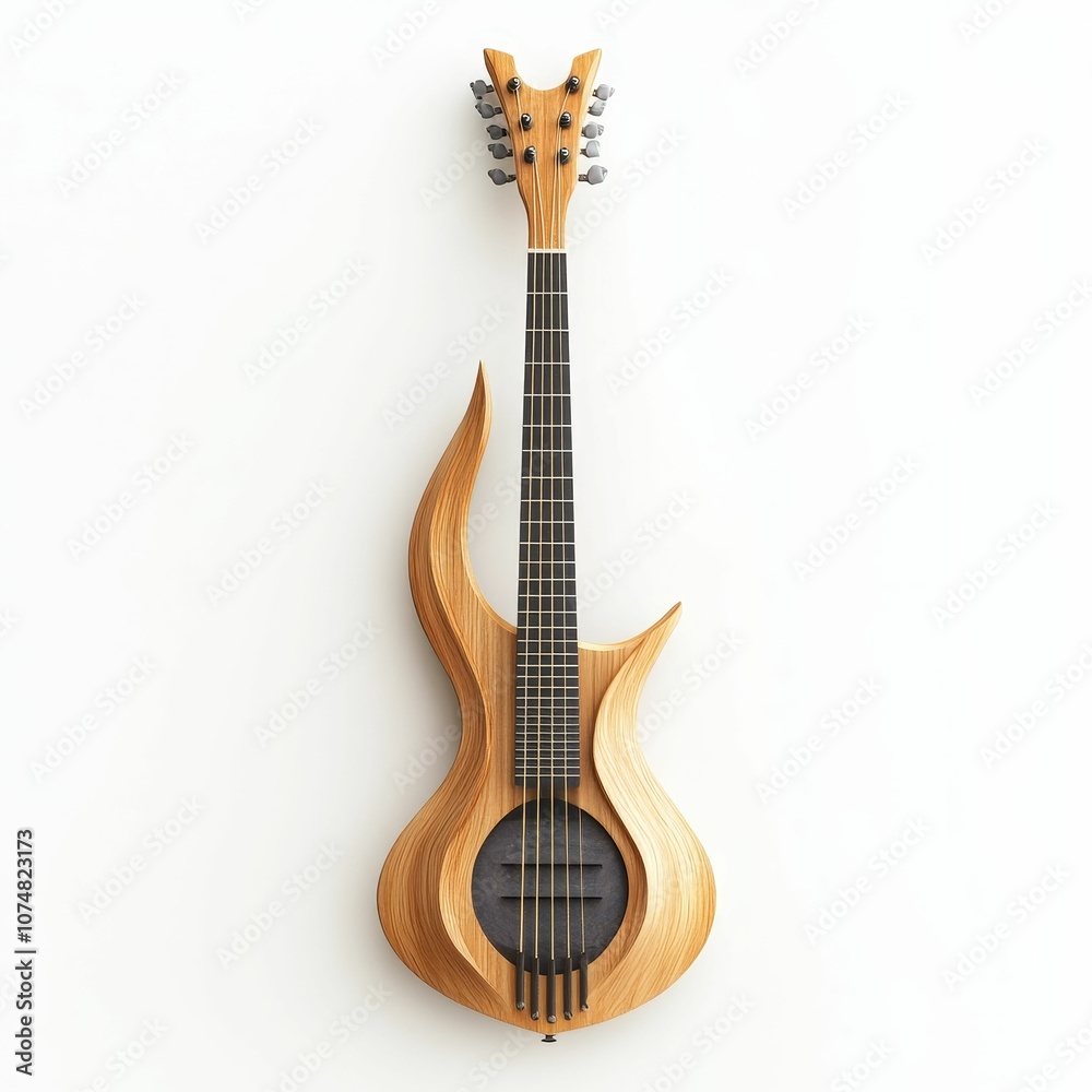 Fototapeta premium Wooden guitar with unique shape.
