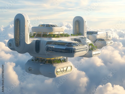 Fototapeta Naklejka Na Ścianę i Meble -  Futuristic space station architecture designed for human habitation and research in orbit