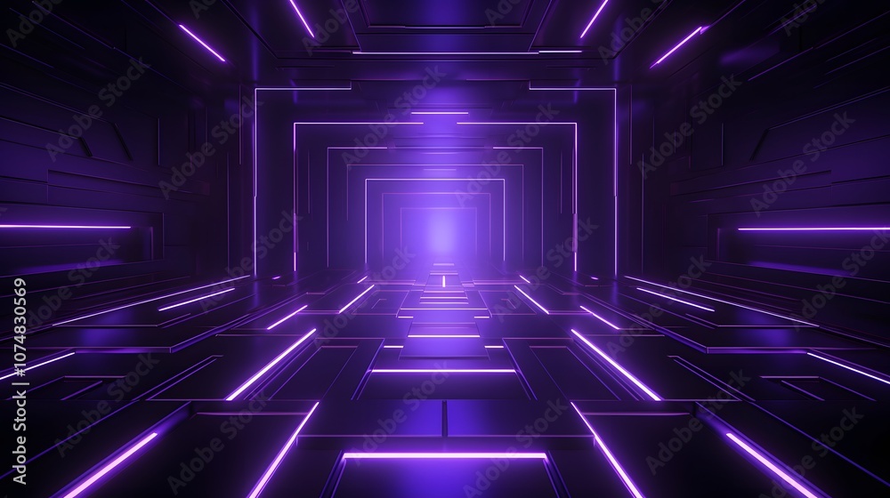 Fototapeta premium 3d rendering of purple and black abstract geometric background. Scene for advertising, technology, showcase, banner, game, sport, cosmetic, business, metaverse. Sci-Fi Illustration. Product display