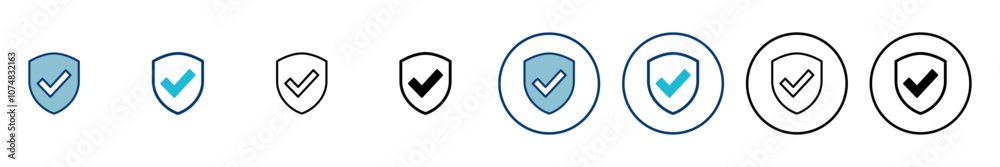 Shield check mark icon vector isolated on white background. Protection approve sign. Safe icon vector Shield check mark icon vector isolated on white background. Protection approve sign. Safe icon vector