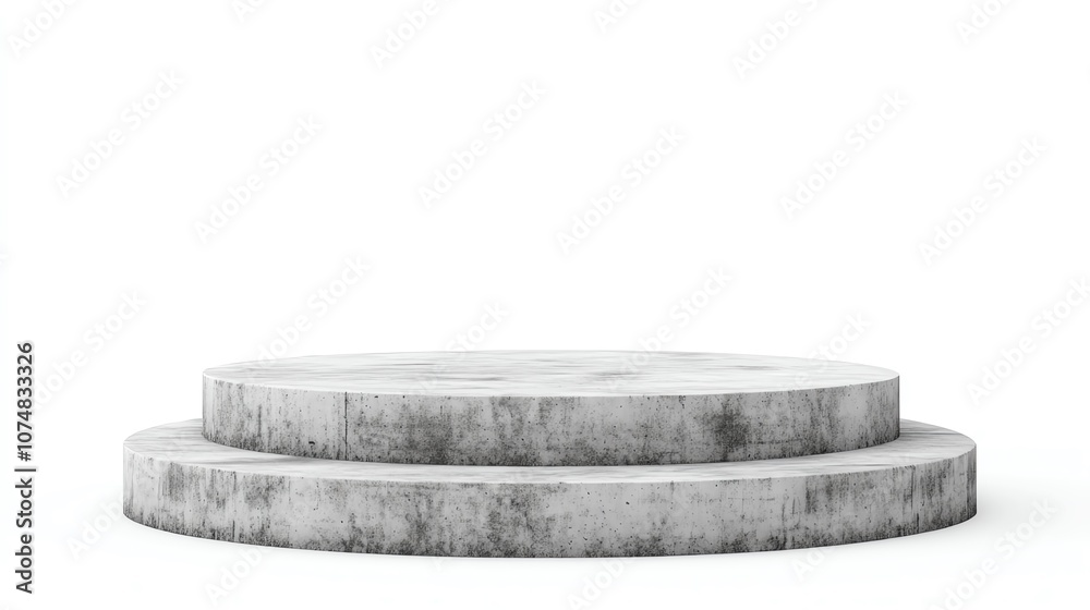 Three-tiered concrete podium on a white isolated background Three-tiered concrete podium on a white isolated background
