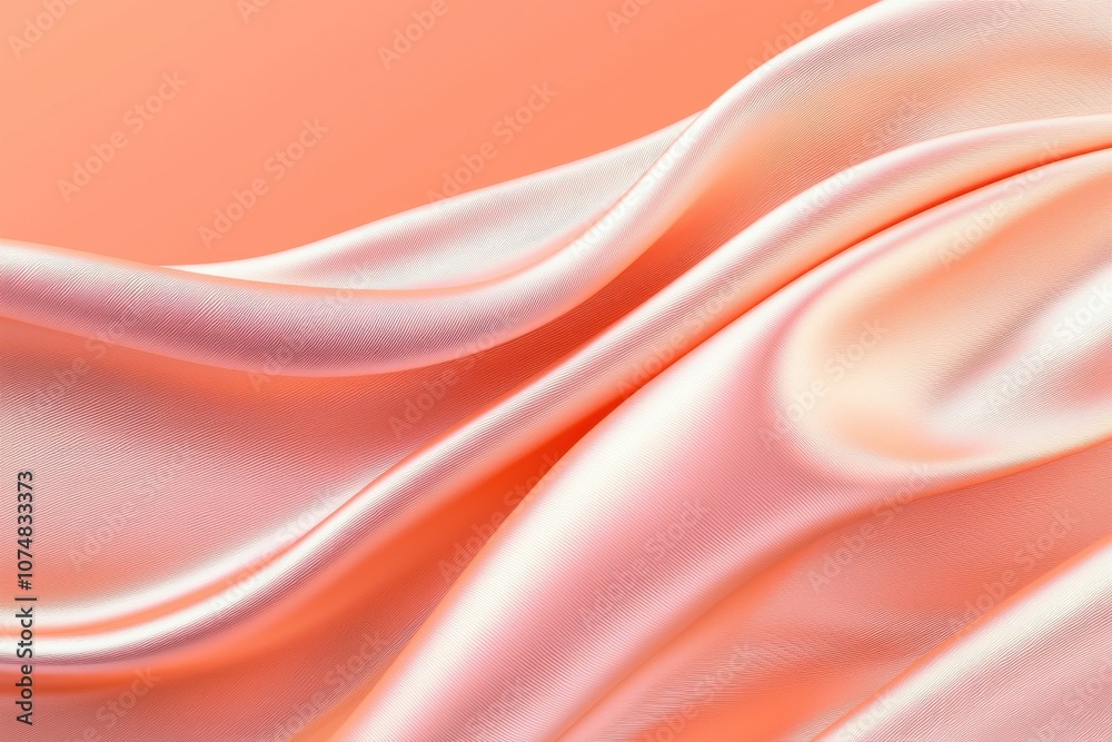 Obraz premium A close-up of smooth, flowing silk fabric in soft peach tones.