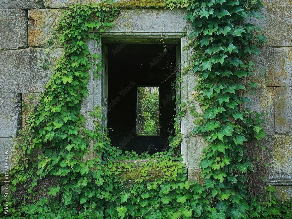 Overgrown abandoned structures being reclaimed by nature, with vines and plants overtaking walls Overgrown abandoned structures being reclaimed by nature, with vines and plants overtaking walls