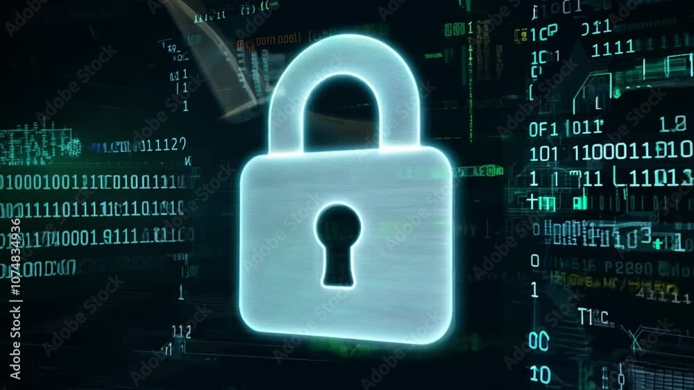 Vibrant blue backdrop features a glowing digital padlock, signifying cybersecurity. Embedded in a circuit board, it highlights sophisticated data protection against unauthorized access. Generative AI Vibrant blue backdrop features a glowing digital padlock, signifying cybersecurity. Embedded in a circuit board, it highlights sophisticated data protection against unauthorized access. Generative AI
