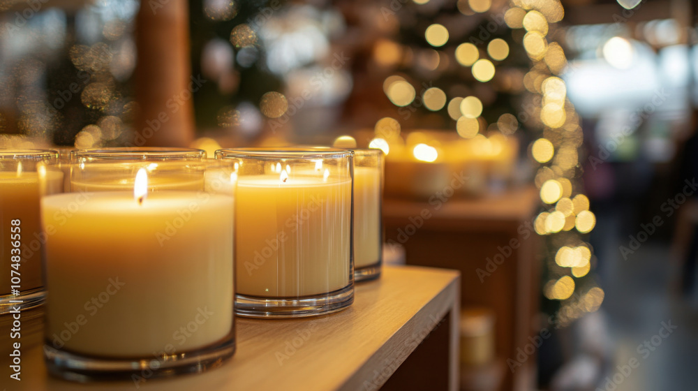 Elegant handcrafted candles on display for holiday celebrations