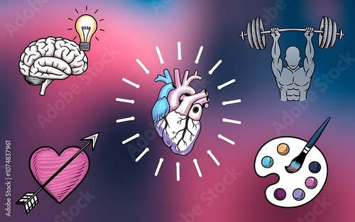 Creative wallpaper celebrating abilities with hand-drawn icons photo