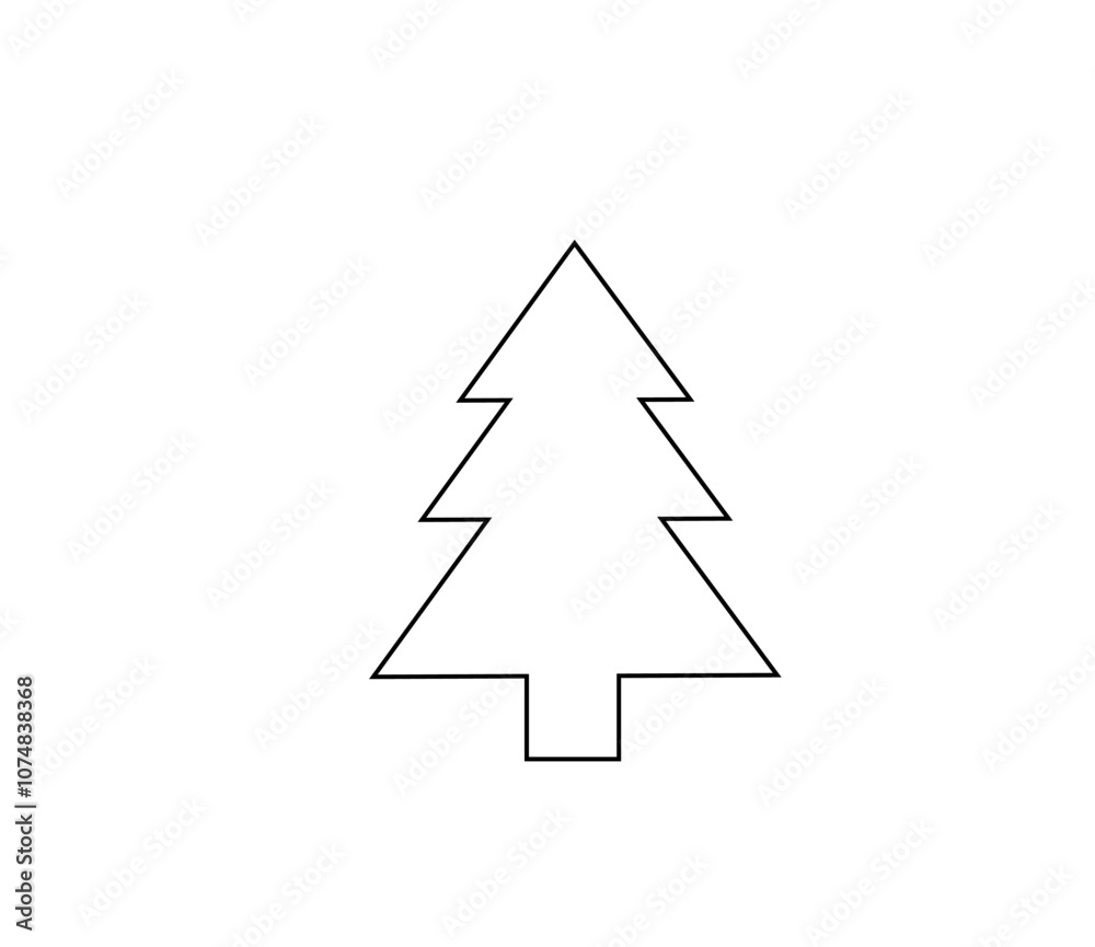 black outline of a Christmas tree on a white background black outline of a Christmas tree on a white background