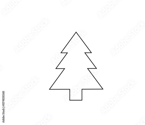 black outline of a Christmas tree on a white background