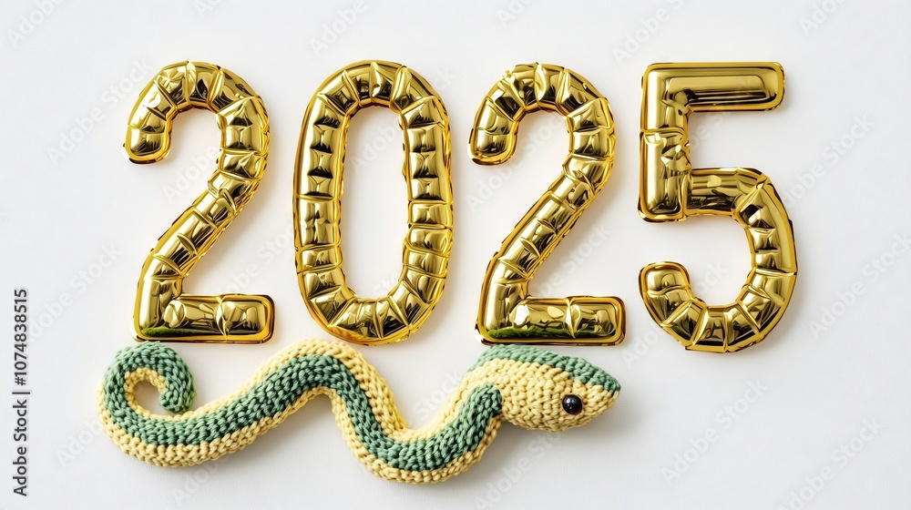 2025 new year celebration with knitted snake representing the year of the snake 2025 new year celebration with knitted snake representing the year of the snake