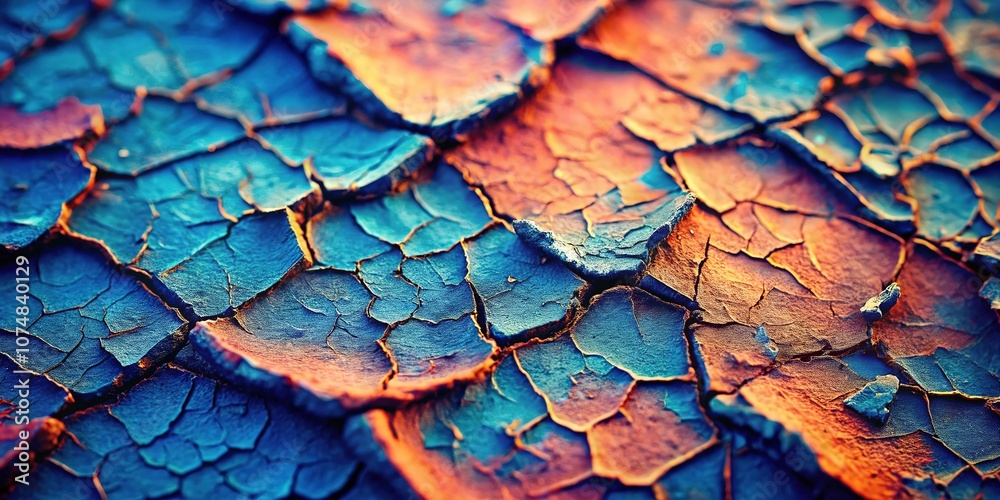 Abstract Cracked Blue Peach Macro Surface Design Abstract Cracked Blue Peach Macro Surface Design
