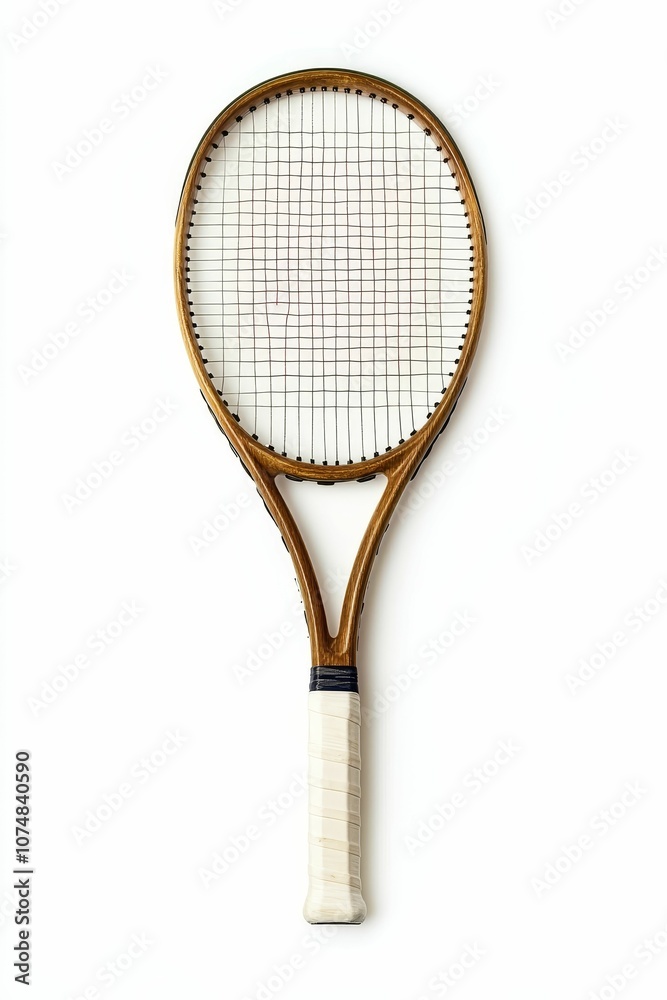 Wooden tennis racket on white background. Wooden tennis racket on white background.