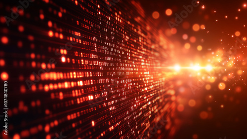 Wallpaper Mural Intense Cyberspace: Red and Black Data Stream Representing Cyber Attack Torontodigital.ca