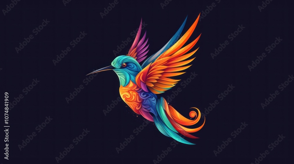 Obraz premium Colorful Hummingbird Artwork