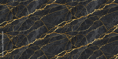seamless Black marble stone natural pattern texture with gold veins