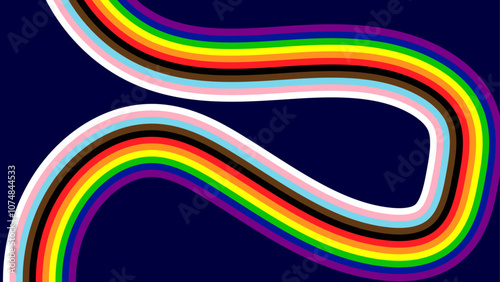 Progress Pride Flag Wave Background. Vector Background for Pride Month. Pride flag colours. Rainbow stripes background. Vector illustration for apps and websites. Vector EPS 10