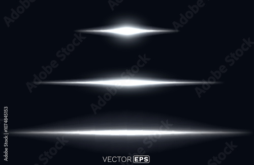 Laser light beam on black background. Vector illustration