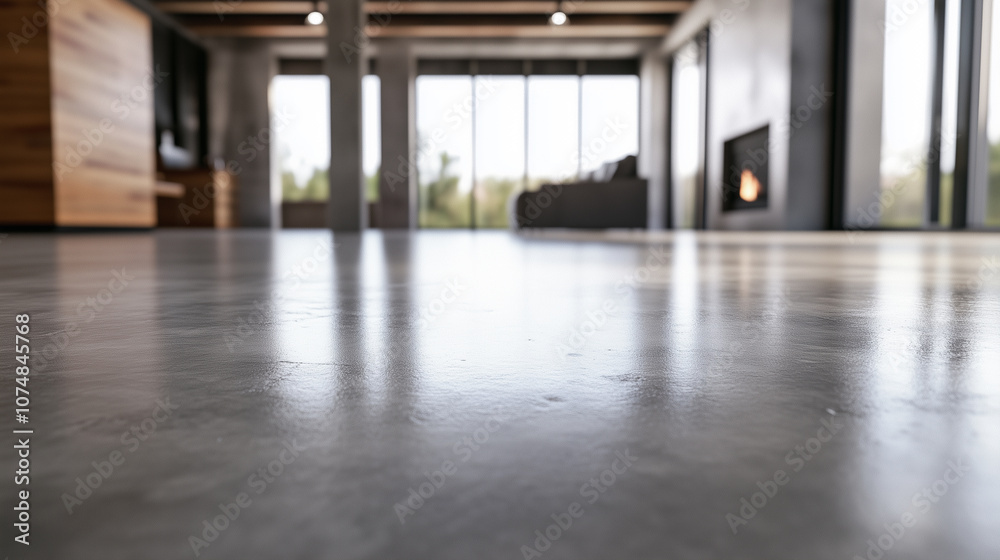 Microcement floor or concrete flooring in modern house Microcement floor or concrete flooring in modern house