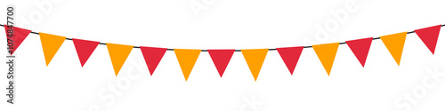 Bunting flags on white background. Design elements of fall concept for Thanksgiving Day and Autumn season.