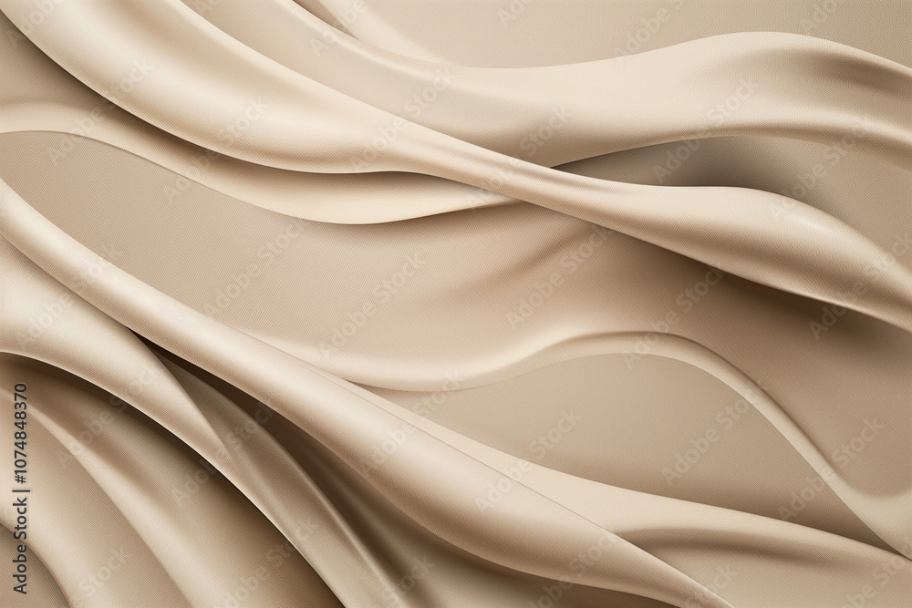 Obraz premium Elegant Abstract Design With Flowing Taupe Waves on Solid Background