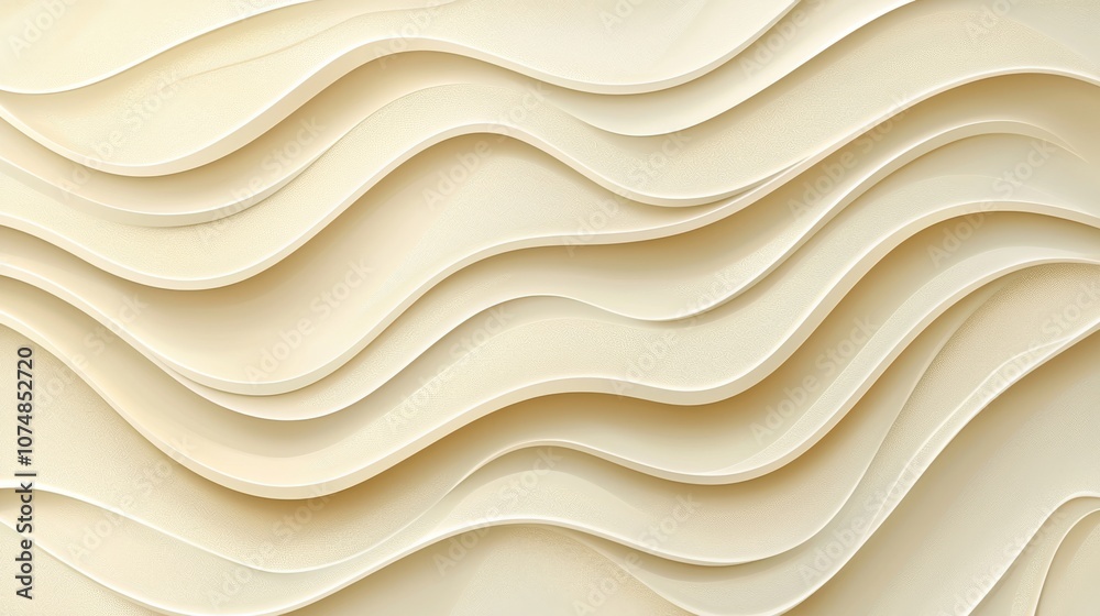 Fototapeta premium Abstract wavy patterns in soft beige tones create a modern, textured background.