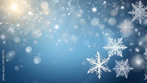 Tranquil Winter Snowflake Background with Soft Bokeh Lights